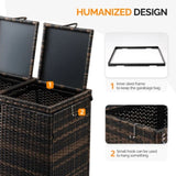 Outdoor Large Wicker Trash Bins, 72 Gallon Hideaway Rattan Trash Cans with Dual Lids for Porch 77993907