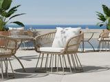Outdoor Dining Chair MP1 - Teak Finish Wicker & Beige Steel Frame, 300LBS Weight Capacity, Includes N770P385227B
