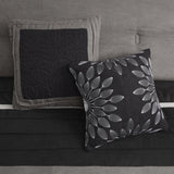 7 PC Pieced Faux Suede Comforter Set Black Cal King B03596986