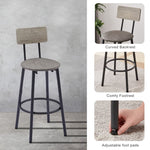 ZUN Round bar stool set with shelf, upholstered stool with backrest Grey, 23.62'' W x 23.62'' D x W1162101846