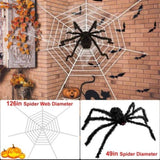 Halloween Decorations Spider Outdoor 49inch Halloween Spider with 126 inch Tarantula Mega Spider Web 86348952