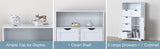 ZUN Modern White Wooden Storage Cabinet with Five Drawers and One Doors,Free-standing Cupboard for W1673P145236