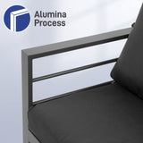 Love seat sofa Coffee table Grey frame dark grey cushion Aluminium frame sofa 21669719