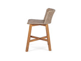 Lymington Outdoor Bar Stool, Teak Finished Wood with Light Brown Wicker, Set of 2 N775P278094B