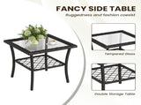 3-Piece Patio Furniture Set, Wicker Outdoor Bistro Set Swivel Glider Patio Chairs x 2 with Cushions, T3623P505190