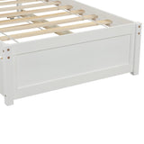 Twin size Platform Bed Wood Bed Frame with Trundle, White WF194302AAK
