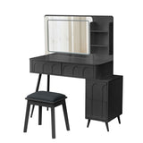 Modern Makeup Vanity Desk with LED Lights & Mirror, 4 Drawer Dressing Table Set with Stool, 3 Colors N844P257529B