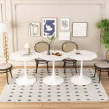 31.50"Modern Octagonal Coffee Table with Printed White Marble Table Top,Metal Base, for Dining Room, W757126158