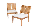 2Piece Paper Rope Dining Chairs Set, Rubber Wood Frame Upholstered Dining Side Chairs with beige W5599P547501