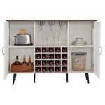 ZUN White Faux Rattan Barn Door Wine Cabinet with Wine Rack and Wine Glass Rack, Double Door Design with W2702P183969