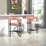 ZUN House Hold Bar Set of 2, Modern Bar Stool with Back, Black Metal Frames, Upholstered Bar W1588P194943