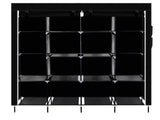 67" Clothes Closet Portable Wardrobe Clothes Storage Rack 12 Shelves 4 Side Pockets Black 90329775
