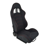 A Pair of Leather Red Red Single Adjuster Double Track Racing Seats Black 77662412