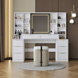 Makeup Vanity Desk with Mirror and Lights, 59" Large Vanity Table with 8Drawers & Open Storage W3393P315816
