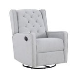 ZUN Milah Gliding Swivel Recliner Tufted Brushed Tweed Fabric B02263782