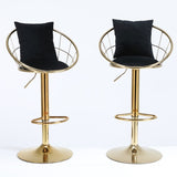 Black velvet bar chair, pure gold plated, unique design,360 degree rotation, adjustable W117065087