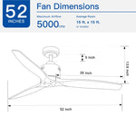 ZUN 52 Antique Brown Ceiling Fan without Light with Remote Control W136772206