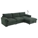 96.5'' Chenille Sectional Sofa with Storage Ottoman and Pockets,Adjustable Phone Holder,Wide,4 62355907