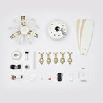 ZUN 52" Crystal Ceiling Fan with 5 Reversible Blades Light Kit and Remote Control, 3-Speed - Matte White W1592P152577