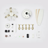 ZUN 52" Crystal Ceiling Fan with 5 Reversible Blades Light Kit and Remote Control, 3-Speed - Matte White W1592P152577