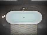 55" Acrylic Freestanding Bathtub, Oval Deep Soaking Bathtub with Center Pop-up Drain & Integrated W1920P386230