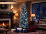 6 FT Slim Pencil Artificial Christmas Tree, Frosted Gray-Green & Silver Needles, Flame Retardant 09322143