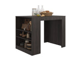 Lacour Kitchen Island, Kitchen Bar Table with 3-Side Shelves, Dark Walnut B097P474295