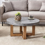 ZUN Modern Gray Texture MDF Round Coffee Table - 31.4" Diameter.A modern retro circular coffee table W1151P209822