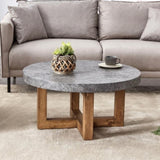 Modern Gray Texture MDF Round Coffee Table - 31.4" Diameter.A modern retro circular coffee table W1512P360943