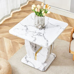 ZUN Modern Minimalist White Marble-Patterned MDF Square Coffee Table. Add a quiet and cozy atmosphere to W1151P211301