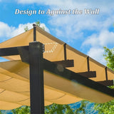 Outdoor Retractable Pergola with Weather-Resistant Sun Shade Canopy, Aluminum Pergola Gazebo for W1859110170