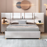 Queen Size Upholstered Platform Bed, Two Outlets and USB Charging Ports on Both Sides, Two Bedside WF324746AAA
