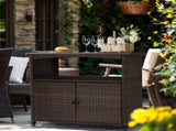 Outdoor Bar Cart with Storage Cabinet, Patio Wicker Sideboard Buffet Cabinet Prep Table, Outside 65724130
