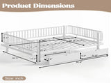Queen Size Platform Bed with Storage Drawers, Metal Daybed Frame with Upgraded Safety Round-Pipe W5305P471354
