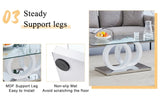 Contemporary Style Glass-Top MDF Coffee Table with White Base - Suitable for Living Rooms and Lounge W3226P279047