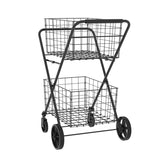 Extra Jumbo Shopping Cart,2 Layers Grocery Cart on Wheels, Foldable Utility Shopping Carts with 41132603