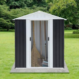 5X3 Feet Dark Grey Outdoor Storage Shed With Aluminum Alloy Frame With Base W2794P281547