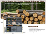(With Assembly Video) Large Fir Wood Potting Bench, 45.3''L Multi-Functional Outdoor Patio N717P404332E