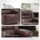 ZUN Breathable Leather Massage Recliner Chair Manual Living Room Reclining Sofa W1403P156677