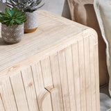 59'' Farmhouse Curved Vintage Storage Sideboard with Large Wooden Handles, Vertical Wood Grain W1445P214051