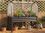 3-in-1 Metal Raised Garden Bed with Mini Greenhouse Cover, Elevated Planter Box - Black 46584296