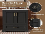 30" Bathroom Vanity with Sink, MDF and Solid Wood Frame, 1 Divider Drawer and 2 Soft-close Doors N729P321376B