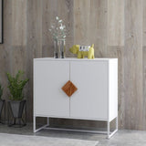 ZUN Solid wood square shape handle 2 doors sideboard W2181P190825