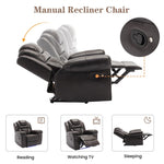 ZUN Home Theater Seating Manual Recliner Chair with Center Console and LED Light Strip for Living Room, WF310727AAD