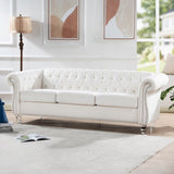 ZUN 84.65" Rolled Arm Chesterfield 3 Seater Sofa W68058494