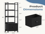 5 Tier Bookshelf 55"x15" Bookcase with Fabric Drawer Open Storage Shelves Free Standing Wooden 03384389