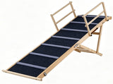 6-Level Adjustable Foldable Pet Ramp , Solid Pine Wood Non-Slip Dog Stairs with Side Rails, 145 lbs 97038637