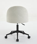 ZUN White Boucle office chair Desk Chair, Mid-Back Adjustable Swivel Computer Chair with Black Legs , W2725P190507