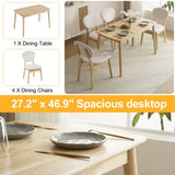 Disassembly rubber wood soft package wood color dining table and chair set 1 table 4 chair beige 26149920