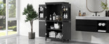 ZUN Elegant Bathroom Floor Storage Cabinet, Bathroom Storage Unit, Freestanding Cabinet with 4 Doors, N725P188461B